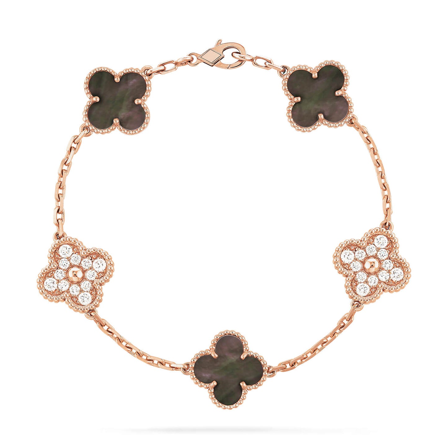 [ElanLuxe Jewelry]CLOVER 5 MOTIF GRAY MOP DIAMOND BRACELET