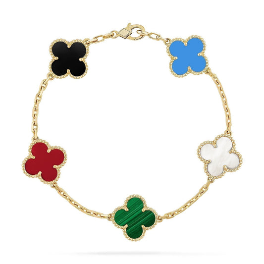 [ElanLuxe Jewelry]CLOVER 5 MOTIFS MULTICOLOR  BRACELET