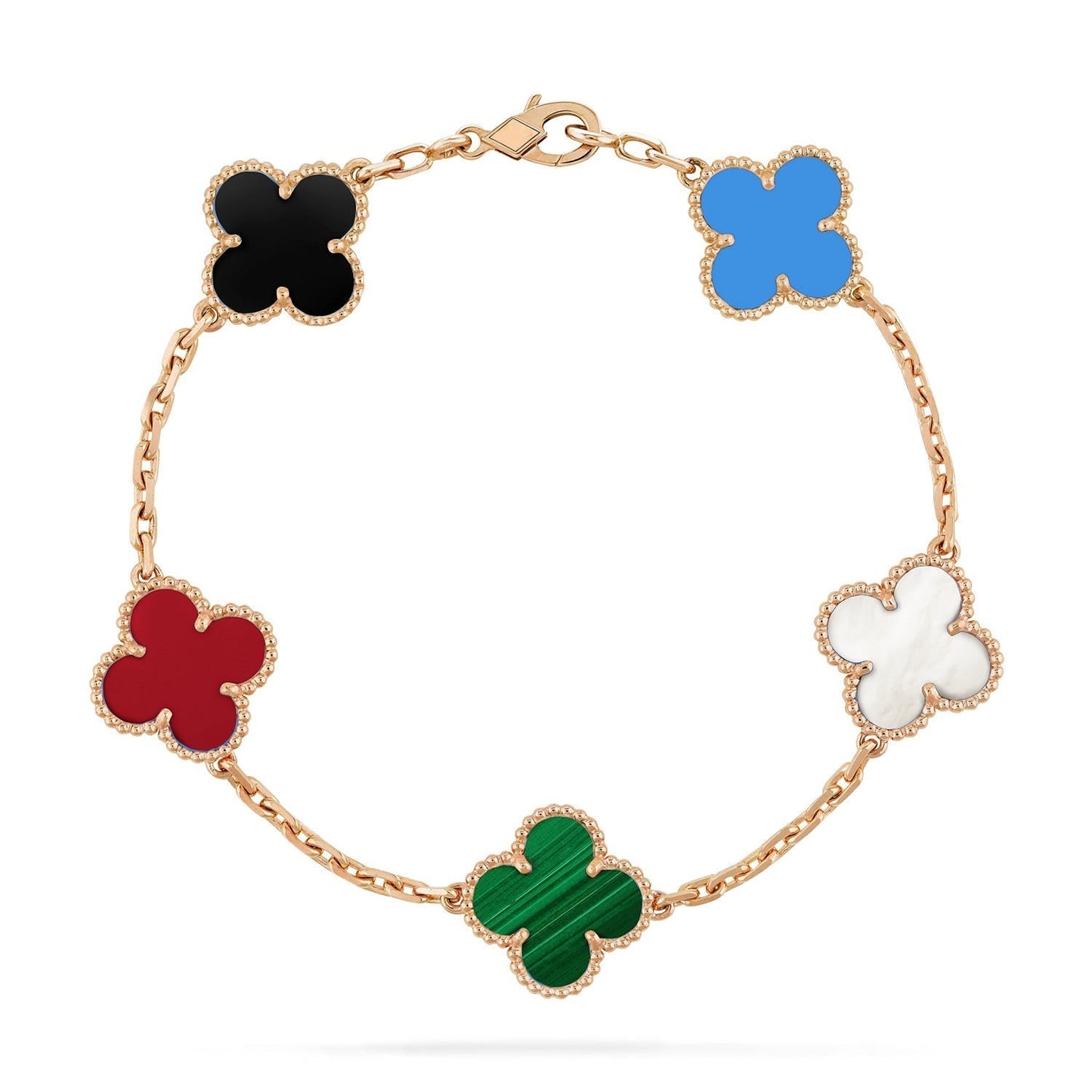 [ElanLuxe Jewelry]CLOVER 5 MOTIFS MULTICOLOR  BRACELET