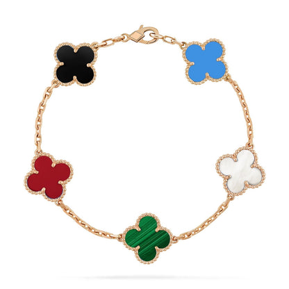 [ElanLuxe Jewelry]CLOVER 5 MOTIFS MULTICOLOR  BRACELET
