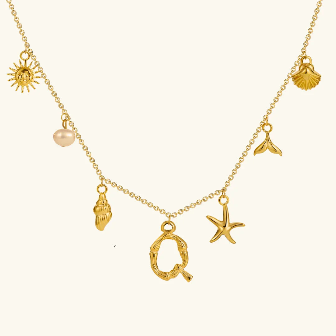 [ElanLuxe]Avaria Ocean Initial Necklace