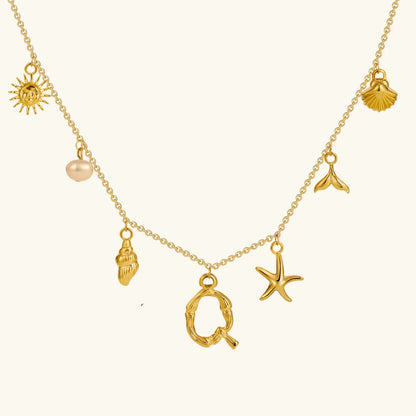 [ElanLuxe]Avaria Ocean Initial Necklace