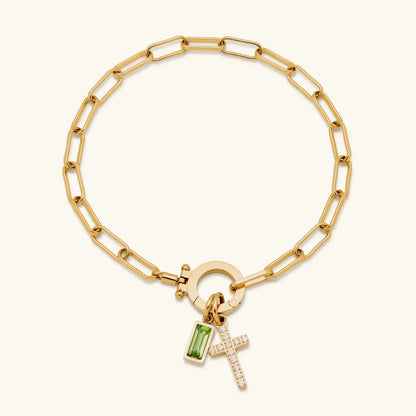 [ElanLuxe]Annabella Birthstone Cross Bracelet