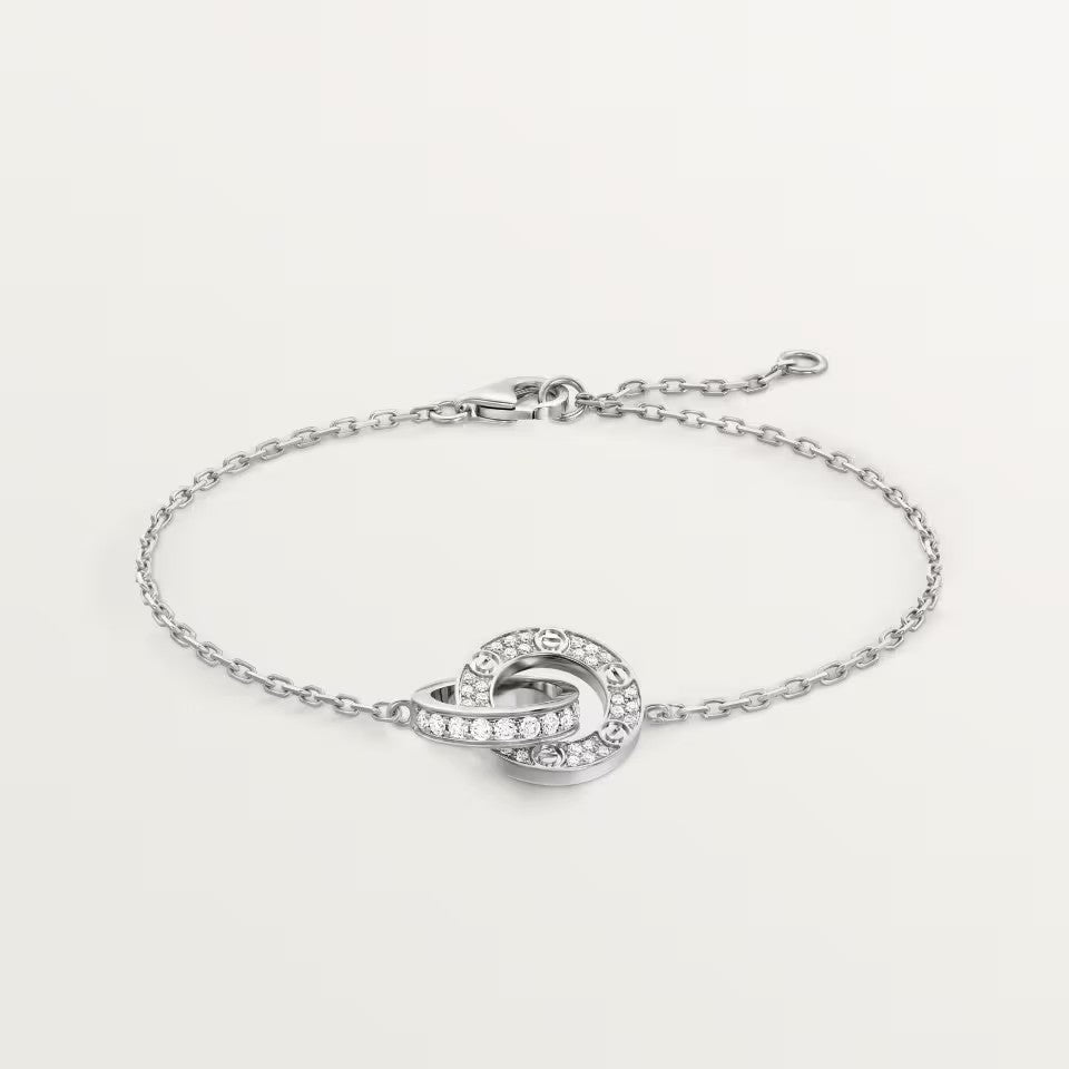 [ElanLuxe Jewelry]LOVE DOUBLE RING FULL DIAMOND BRACELET