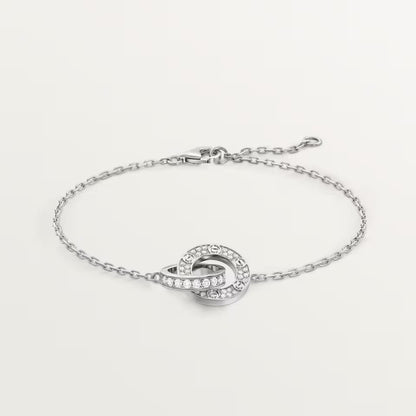 [ElanLuxe Jewelry]LOVE DOUBLE RING FULL DIAMOND BRACELET