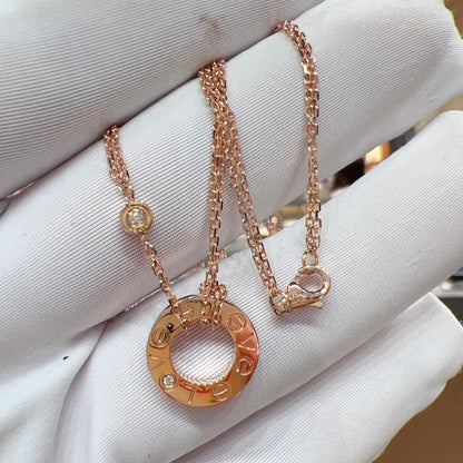 [ElanLuxe Jewelry]LOVE NECKLACE 16MM 2 DIAMONDS