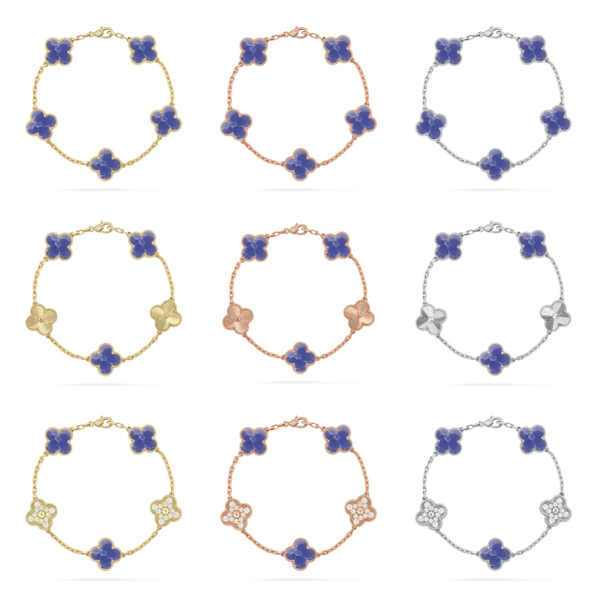 [ElanLuxe Jewelry]CLOVER 5 MOTIF BLUE VEINS BRACELET COLLECTION