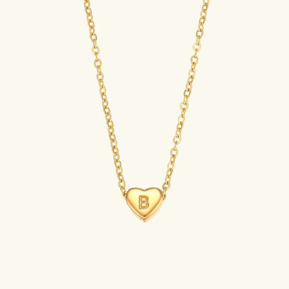 [ElanLuxe]Heart Initial Gold Necklace
