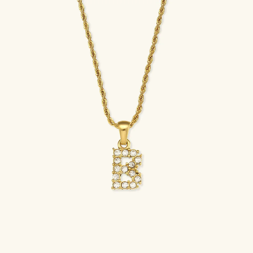 [ElanLuxe]Maeve Letter Initial Diamond Necklace