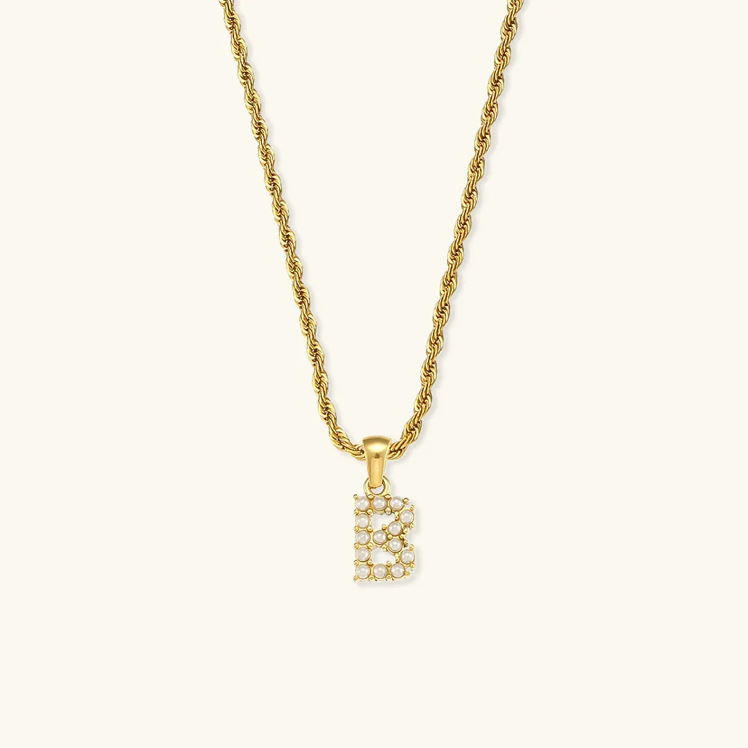 [ElanLuxe]Elodie Initial Letter Pearl Necklace