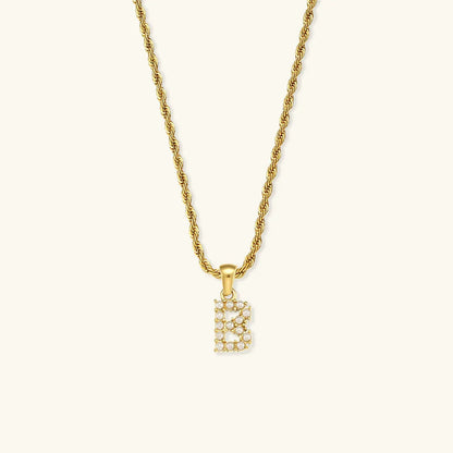 [ElanLuxe]Elodie Initial Letter Pearl Necklace