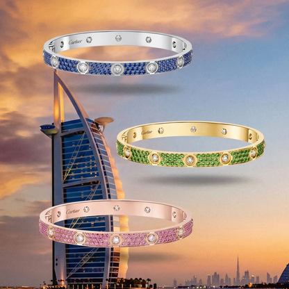 [ElanLuxe Jewelry]2026 PAVE GEMSTONE LOVE BRACELET 6.1MM 10 DIAMONDS
