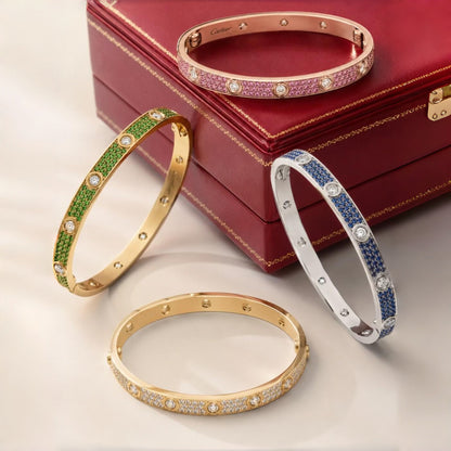[ElanLuxe Jewelry]2026 PAVE GEMSTONE LOVE BRACELET 6.1MM 10 DIAMONDS