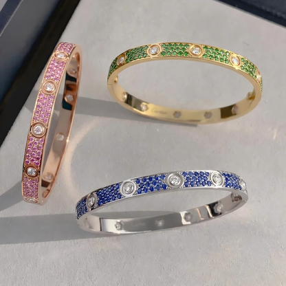 [ElanLuxe Jewelry]2026 PAVE GEMSTONE LOVE BRACELET 6.1MM 10 DIAMONDS