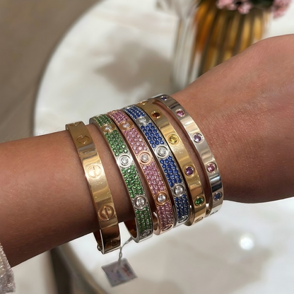 [ElanLuxe Jewelry]2026 PAVE GEMSTONE LOVE BRACELET 6.1MM 10 DIAMONDS