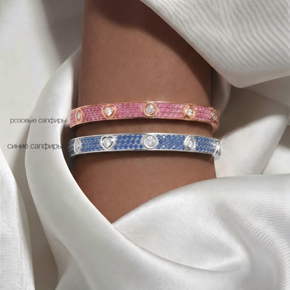 [ElanLuxe Jewelry]2026 PAVE GEMSTONE LOVE BRACELET 6.1MM 10 DIAMONDS