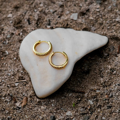 [ElanLuxe]Cathy Paved Hoop Earrings