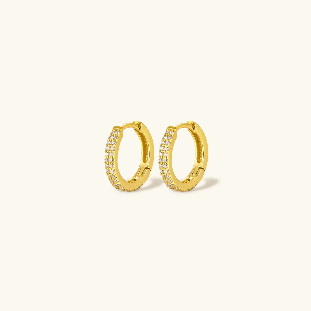 [ElanLuxe]Cathy Paved Hoop Earrings