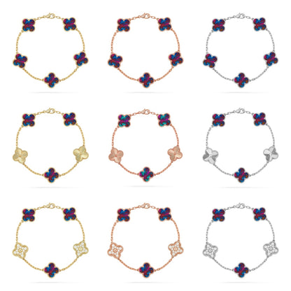 [ElanLuxe Jewelry]CLOVER 5 MOTIF COLOR GEMSTONES BRACELET COLLECTION