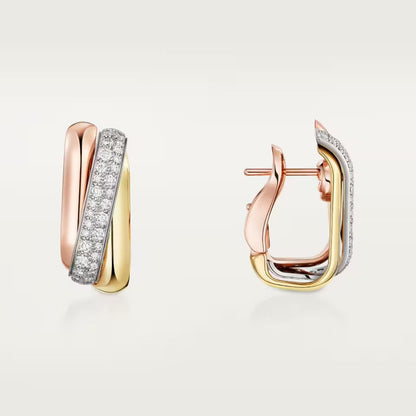 [ElanLuxe Jewelry]TRINITY HALF DIAMOND  CUSHION EARRINGS