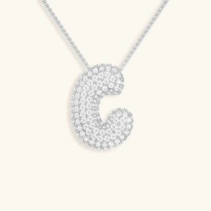 [ElanLuxe]Bubble Initial Diamond Necklace