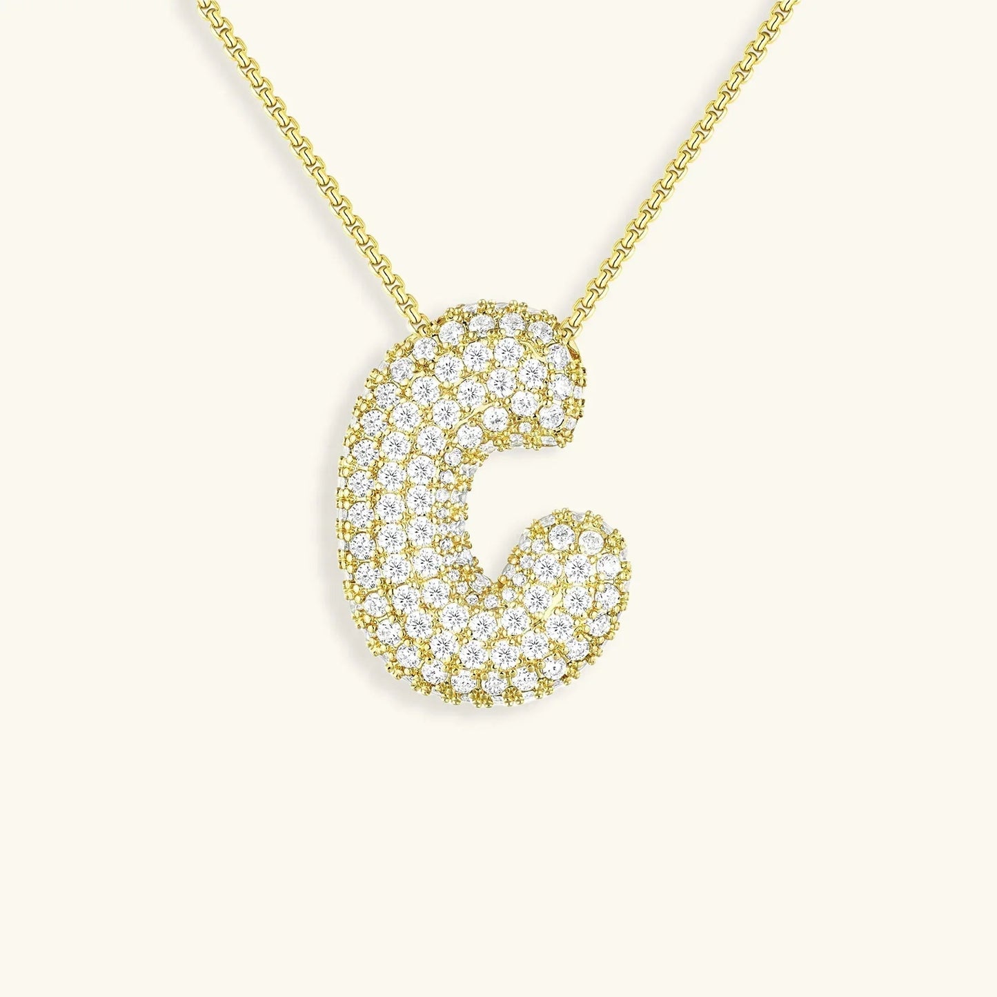 [ElanLuxe]Bubble Initial Diamond Necklace