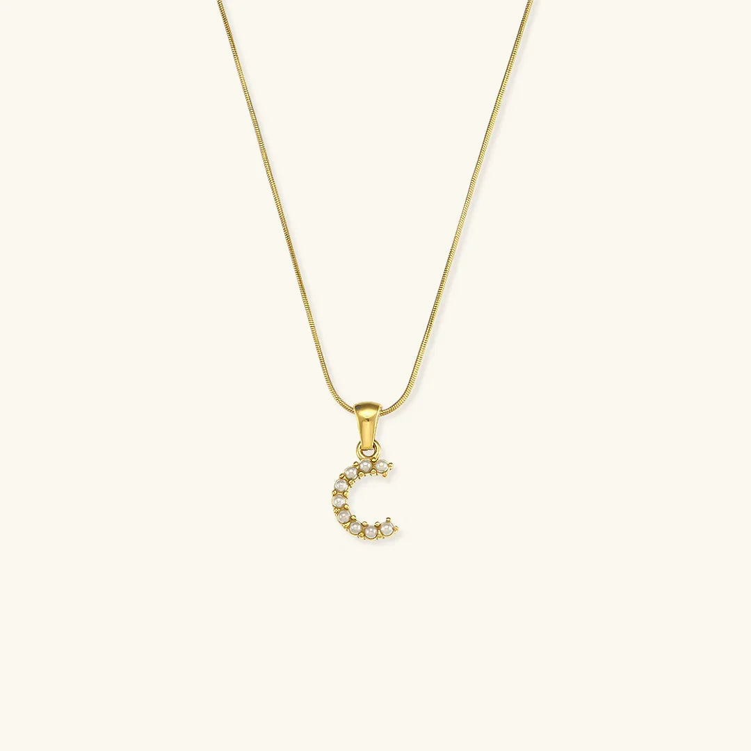 [ElanLuxe]Augustine Initial Letter Pearl Necklace