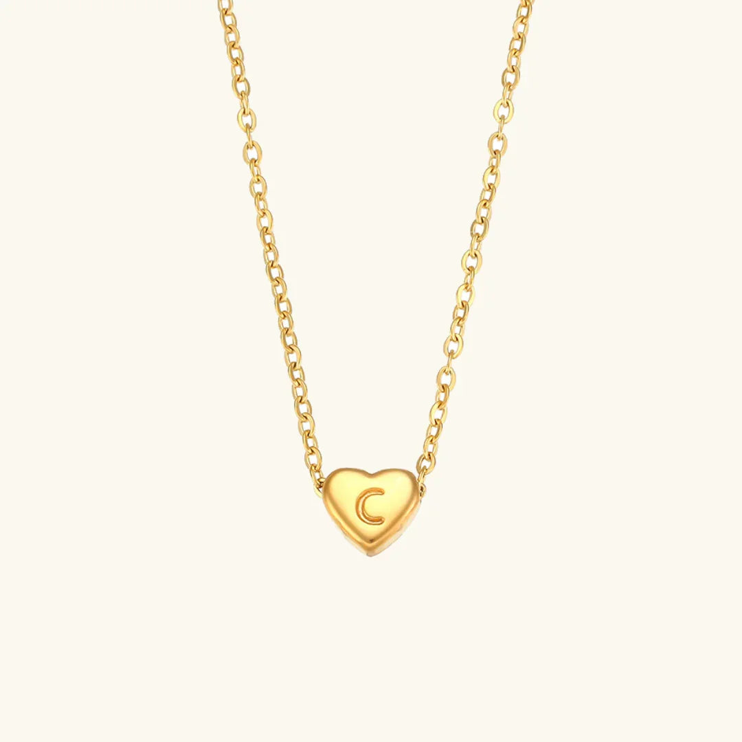 [ElanLuxe]Heart Initial Gold Necklace