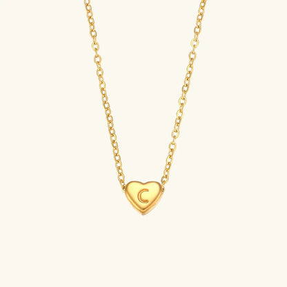 [ElanLuxe]Heart Initial Gold Necklace