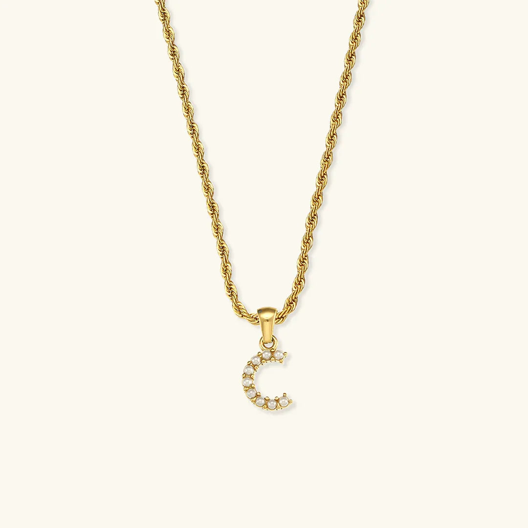 [ElanLuxe]Elodie Initial Letter Pearl Necklace