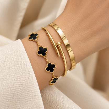 [ElanLuxe Jewelry]Clover & Juste & Lover  Bracelet Stack Set
