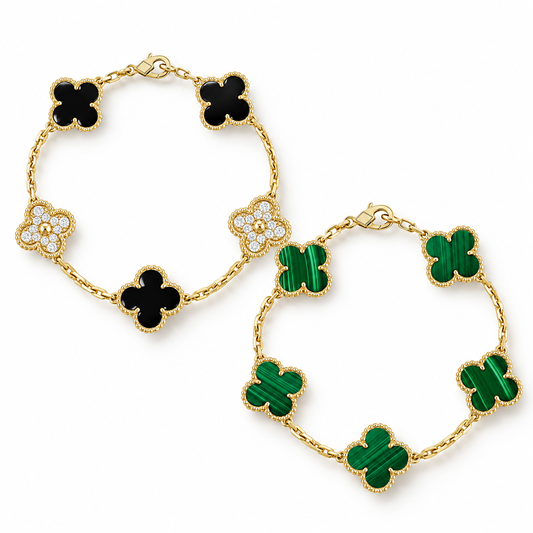 [ElanLuxe Jewelry]Clover 5 Motifs  Duo Bracelet Stack Set