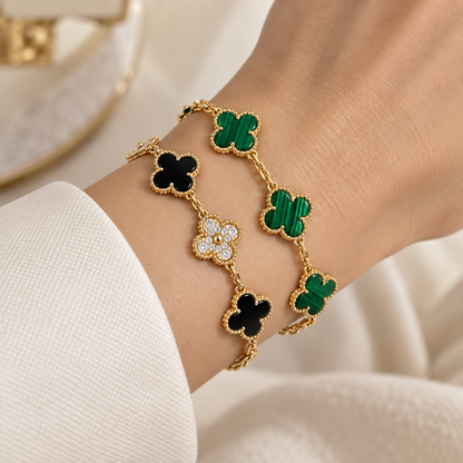 [ElanLuxe Jewelry]Clover 5 Motifs  Duo Bracelet Stack Set