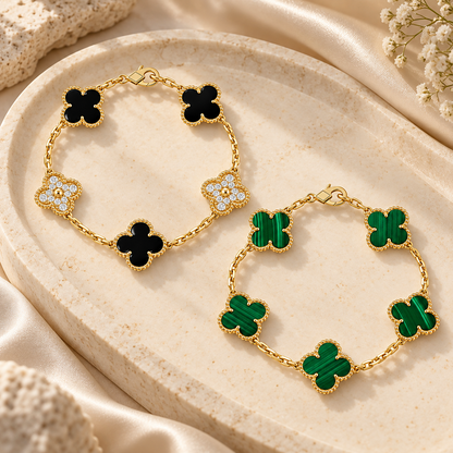[ElanLuxe Jewelry]Clover 5 Motifs  Duo Bracelet Stack Set
