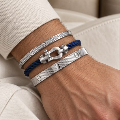 [ElanLuxe Jewelry]Love & Force Large Horseshoe Trio Bracelet Stack Set