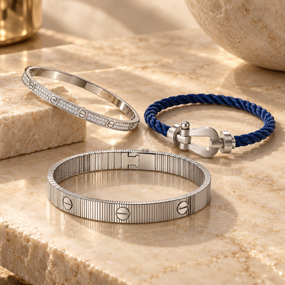 [ElanLuxe Jewelry]Love & Force Large Horseshoe Trio Bracelet Stack Set