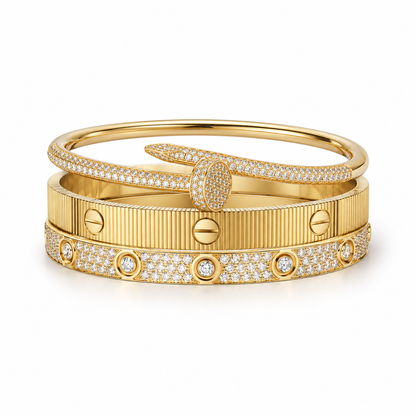 [ElanLuxe Jewelry]Love & Juste Statement Bracelet Trio Stack Set