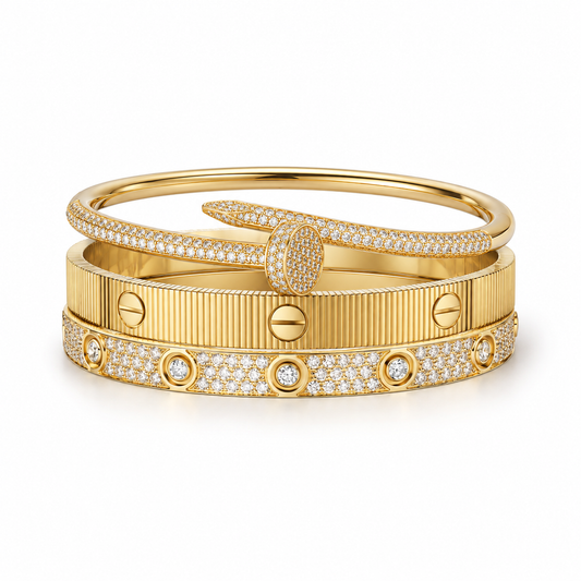 [ElanLuxe Jewelry]Love & Juste Statement Bracelet Trio Stack Set