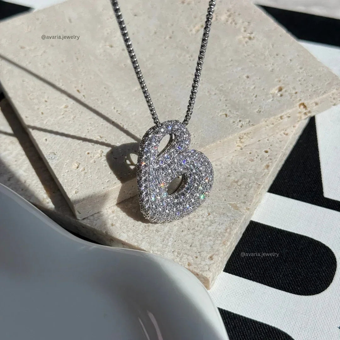 [ElanLuxe]Bubble Initial Diamond Necklace