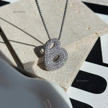 [ElanLuxe]Bubble Initial Diamond Necklace