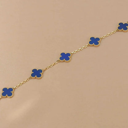 [ElanLuxe Jewelry]CLOVER 5 MOTIFS BLUE AGATE BRACELET