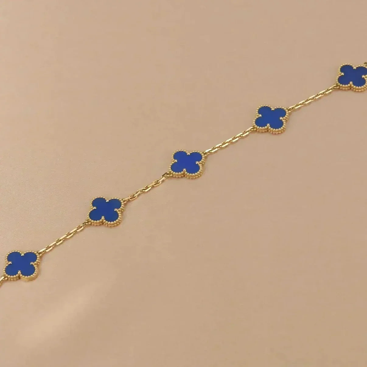 [ElanLuxe Jewelry] CLOVER 5 MOTIF BLUE AGATE BRACELET COLLECTION