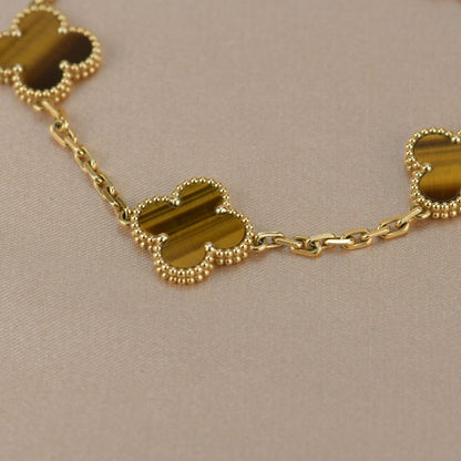 [ElanLuxe Jewelry]CLOVER  5 MOTIFS TIGER EYE BRACELET