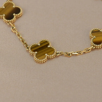 [ElanLuxe Jewelry] CLOVER 5 MOTIFS TIGER EYE BRACELET COLLECTION