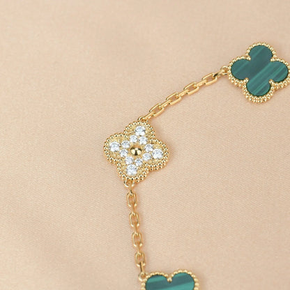 [ElanLuxe Jewelry] CLOVER 5 MOTIF MALACHITE BRACELET COLLECTION