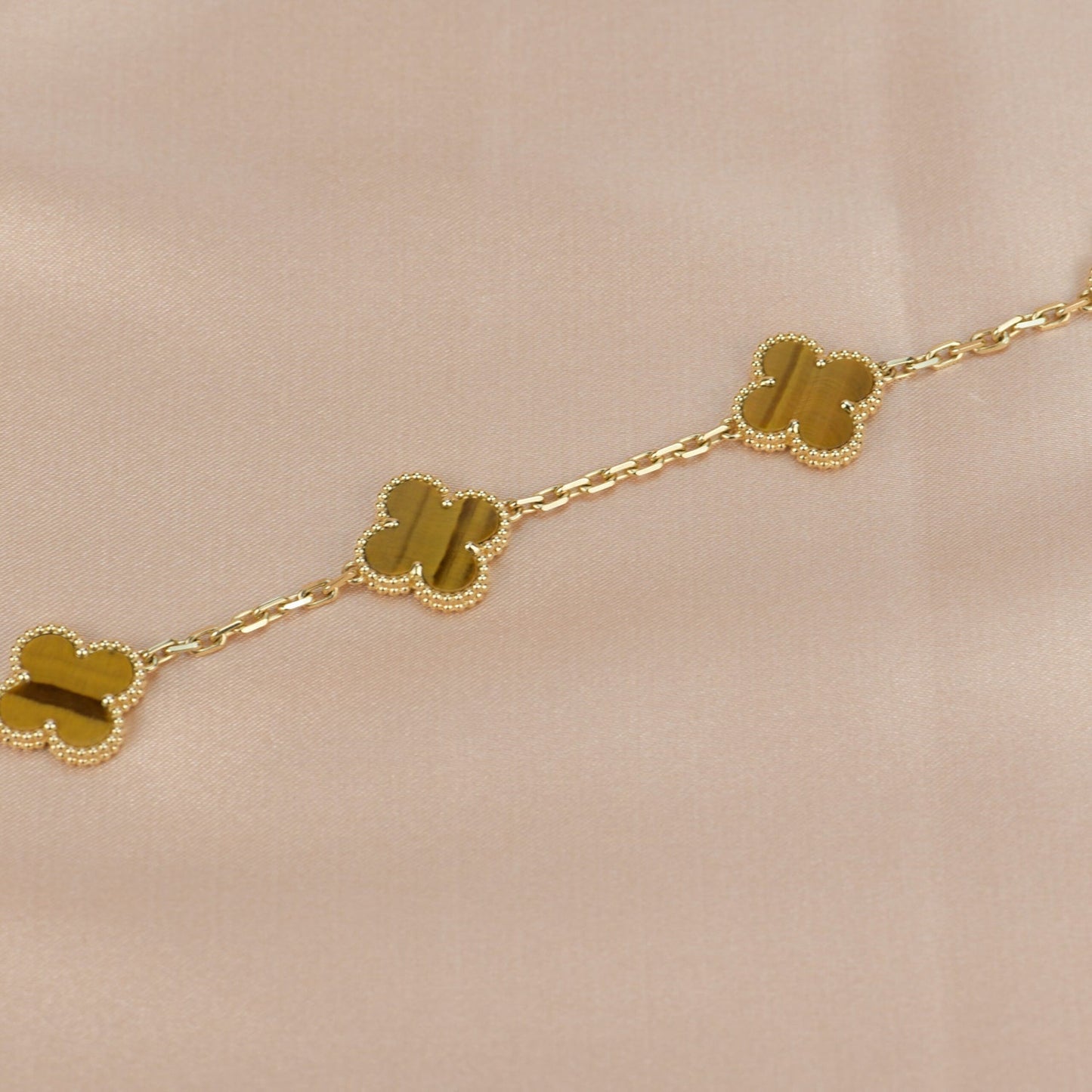 [ElanLuxe Jewelry]CLOVER  5 MOTIFS TIGER EYE BRACELET