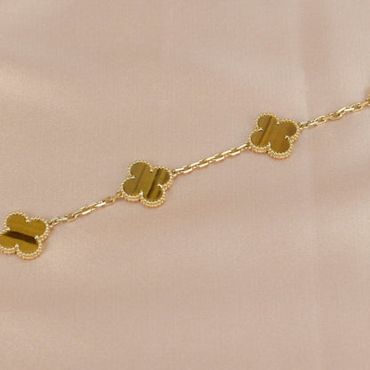 [ElanLuxe Jewelry]CLOVER  5 MOTIFS TIGER EYE BRACELET