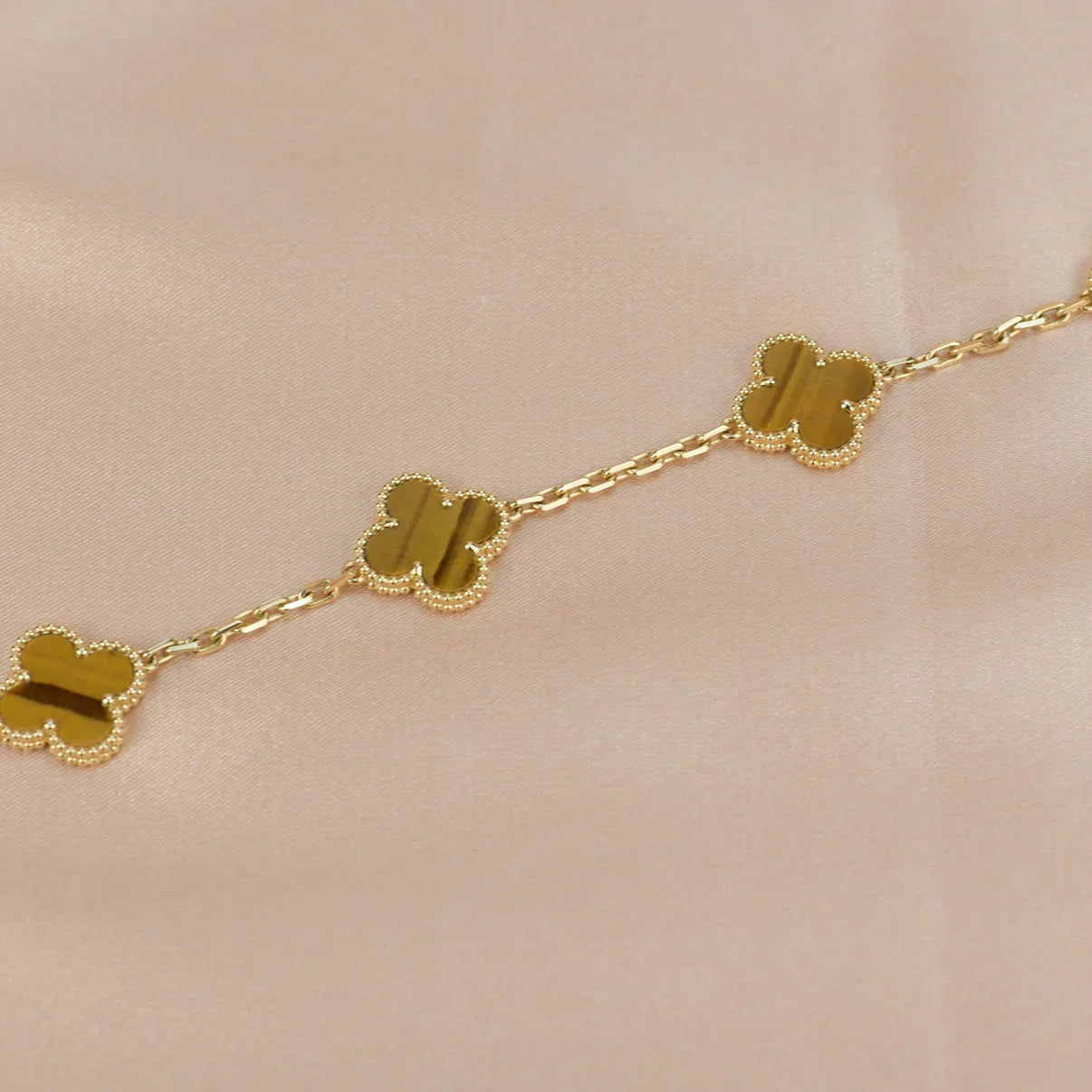 [ElanLuxe Jewelry] CLOVER 5 MOTIFS TIGER EYE BRACELET COLLECTION