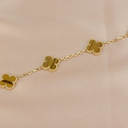 [ElanLuxe Jewelry] CLOVER 5 MOTIFS TIGER EYE BRACELET COLLECTION