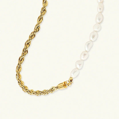 [ElanLuxe]Dualia Gold Pearl Necklace